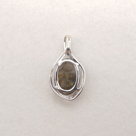 Silver Accessories! Natural Labradorite Gemstone With Silver 925 Pendant, Popular Gemstone Pendant For Necklace, 27x14x5mm, 2.7g