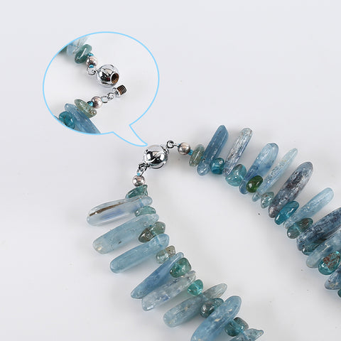 Natural Blue Kyanite And Blue Apatite Crystal Jewelry Necklace, Adjustable Necklace,1 Strand,18.5 Inch,44×10×9mm,8×7×3mm,162.6g