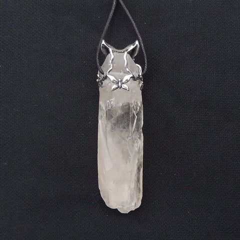 New! Natural Crystal Gemstone 925 Sterling Silver Wolf Head Pendant, Wolf Head Jewelry, 69x18x15mm, 31.2g