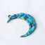 Intarsia of Turquoise and Copper Back Moon Pendant Beads 43*31*5mm