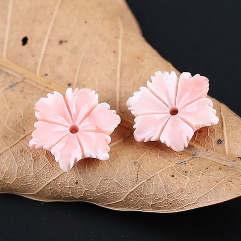 BITEFU 1Pair Pink Conch Shell (Made Of Powder Of Shell, Color Is Enhanced ) Flower, 1g