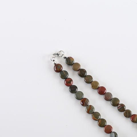 Natural Gemstone Multi-Color Picasso Jasper Round Beads Necklace,Loose Beads Necklace, 8x5mm,16 Inch, 24g