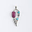 New Arrival!Handmade Jewelry Sterling Silver 925,Turquoise And Ruby Pendant,35×16×4mm, 2.8g