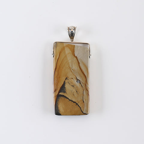 925 Sterling Silver Natural Picture Jasper Pendant, Popular Jewelry Gift,70x30x8mm, 27.3g