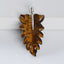 New Natural Tiger-Eye Handcarved Leaf Pendant,925 Sterling Silver Pinch Bail,58x29x8mm,9.5g