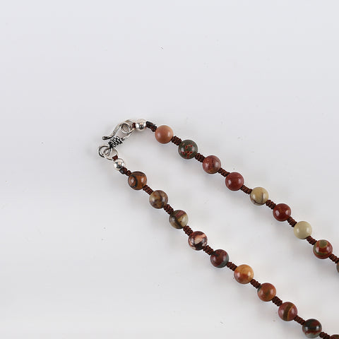 Hand-Woven, Natural Multi-Color Picasso Jasper And Chohua Jasper Necklace, Adjustable Necklace, 35x19x8mm, 6mm,19 Inch,71.4g