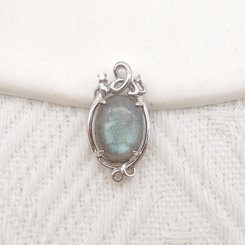 Silver Accessories! Natural Labradorite Gemstone With Silver 925 Pendant, Popular Gemstone Pendant For Necklace, 26x13x6mm, 2.8g