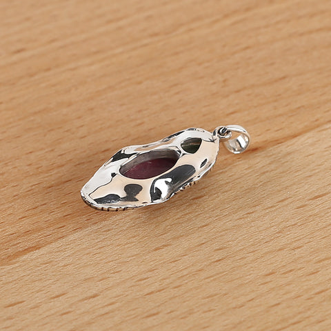 New Arrival!Handmade Jewelry Sterling Silver 925,Turquoise And Ruby Pendant,33×12×6mm, 3.6g