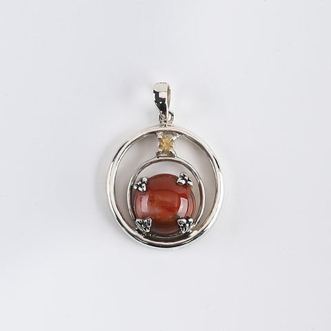 New Arrival!Handmade Jewelry Sterling Silver 925 Wood Fossil  Pendant,23×19×7mm,3.5g