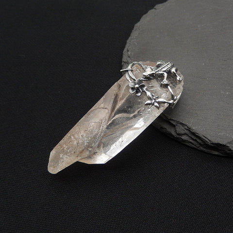 New! Natural Crystal Gemstone 925 Sterling Silver lizard Pendant, lizard Jewelry, 63x25x17mm, 34.3g