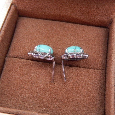 Natural Turquoise Earrings with 925 Silver Accessory