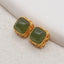 BITEFU 1Pair Silver Gold Plated Natural Jade Gemstone Pendant Bead, Jewelry DIY Making, 0.9g