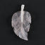 New Natural Rose Quartz Handcarved Leaf Pendant,925 Sterling Silver Pinch Bail,60x33x7mm,13g