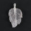 New Natural Rose Quartz Handcarved Leaf Pendant,925 Sterling Silver Pinch Bail,60x35x7mm,11.2g