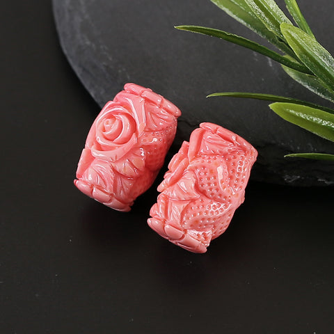 BITEFU 1Pair Pink Conch Shell (Made Of Powder Of Shell, Color Is Enhanced ) Long strip flower, 9.6g