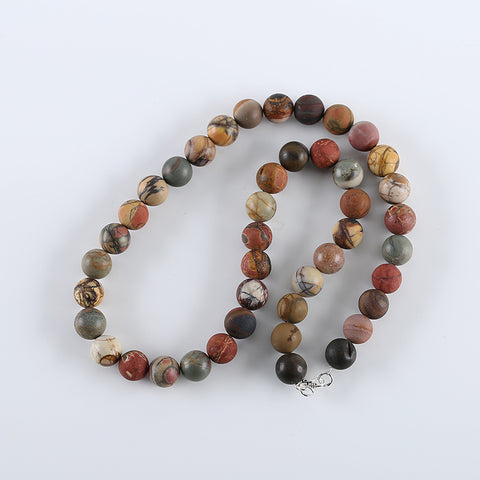 1 Strand 20 Inch Natural Multi-Color Picasso Jasper Gemstone Necklace,Popular Handmade Necklace for Gift,12mm,101g