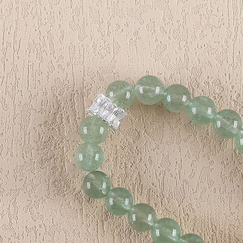 BITEFU Natural Green Strawberry Quartz And White Quartz Gemstone Bracelet, Gemstone Jewelry, 19.2g