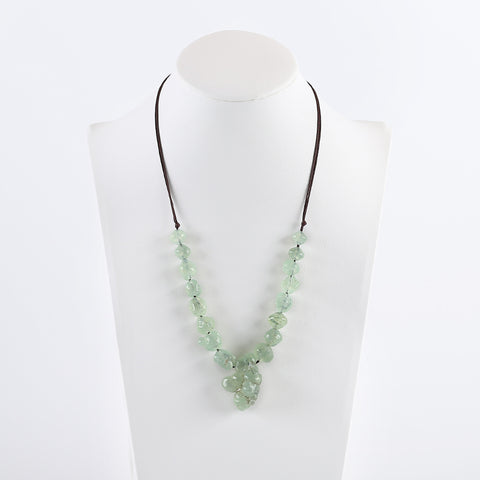 1 Strand 25.5 Inch Adjustable Natural Prehnite Gemstone Necklace, Unique Gemstone Necklace For Gift , 31x23x14mm, 7x7x8mm, 30.8g