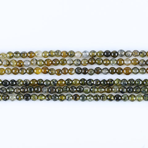 BITEFU 1 Strand Faceted Agate Round Shape Loose Beads, Green Beads, DIY Accessories,Stone