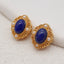 BITEFU 1Pair Silver Gold Plated Natural Lapis Gemstone Pendant Bead, Jewelry DIY Making, 1.6g