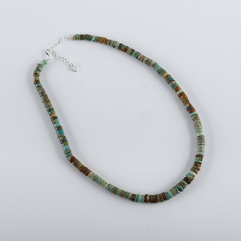 1 Strand 15-18 Inch Natural Turquoise Gemstone Disc Loose Beads Handmade Necklace, 7x4mm,4x2mm, 26g