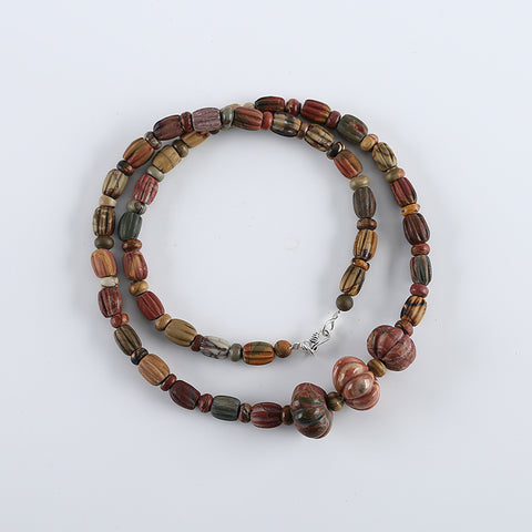 Hand-Woven,1 Strand 20 Inch Natural Multi-Color Picasso Jasper Gemstone Necklace,18x12mm,6x2mm,48g