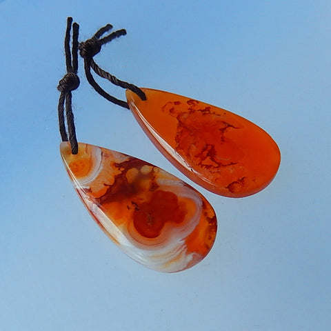 Natural Red Agate Earring Beads 27x14x6mm, 6.5g