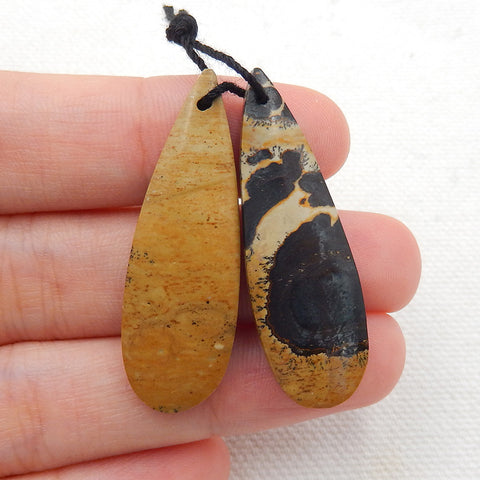 Boucles d'oreilles Chohua Jasper Teardrop pierre naturelle pour la fabrication de boucles d'oreilles, 38x13x4mm, 5.7g