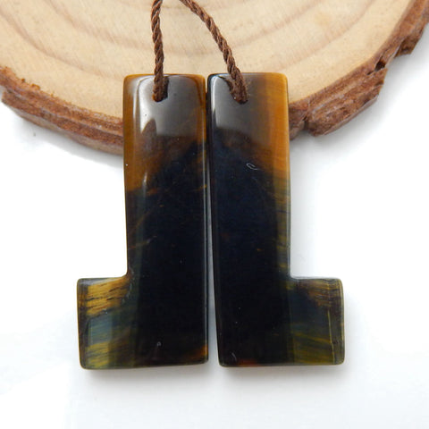 Natural Tiger's Eye Earring Beads 31X14X4mm, 6.1g