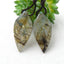 Paire de boucles d'oreilles feuille sculptée en labradorite, 26 x 12 x 4 mm, 3,8 g