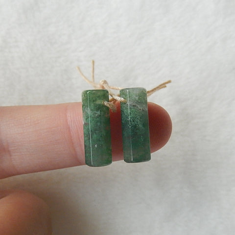 Natural Moss Agate Earring Beads 14x6mm, 2.4g