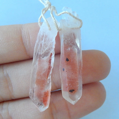 Natural Red Quartz Earring Beads 39x6x5mm, 3.7g