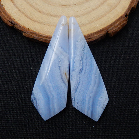 Natural Blue Lace Agate Earring Beads 34x10x4mm, 3.9g