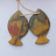 Natural Red Creek Jasper Carved fish Earring Beads 33x20x4mm, 7.9g