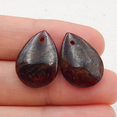 Boucles d'oreilles Teardrop Garnet Stone Pair, pierre pour la fabrication de boucles d'oreilles, 20x15x4mm, 5.3g