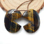 Nouveau design Paire de boucles d'oreilles Tiger-Eye, pierre pour la fabrication de boucles d'oreilles, 28X22X4mm, 9.6g