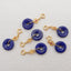 BITEFU 1Pair Silver Gold Plated Natural High Quality Lapis Lazuli Flat Round Gemstone Earring beads 2g