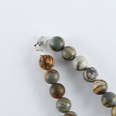 Hand-Woven,1 Strand 20 Inch Natural Multi-Color Picasso Jasper Gemstone Necklace,18mm,10mm,118.6g