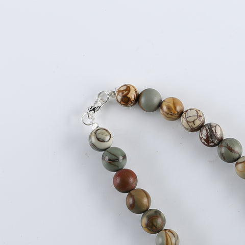 Hand-Woven,1 Strand 20 Inch Natural Multi-Color Picasso Jasper Gemstone Necklace,20x5mm,10mm,77.5g