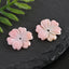 BITEFU 1Pair Carved Natural Pink Shell Flower , Queen Conch Shell Beads, Popular Pink Flower Beads, 1.4g