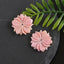 BITEFU 1Pair Carved Natural Pink Shell Flower , Queen Conch Shell Beads, Popular Pink Flower Beads, 3.6g