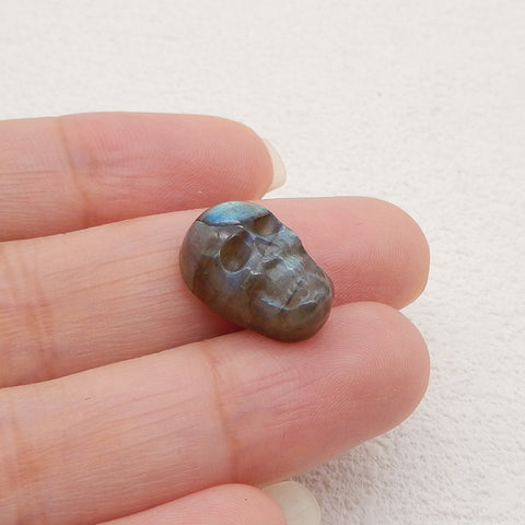 Natural Labradorite Carving Skull Gemstone Cabochon,16x10x7mm,1.9g