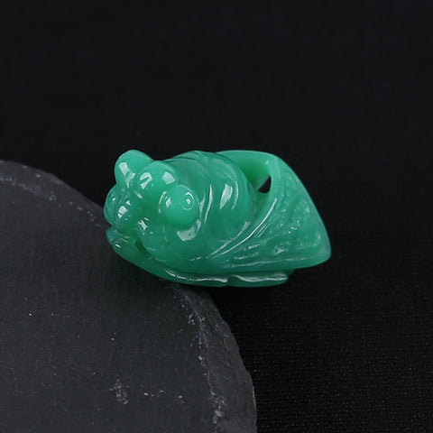 Carved Natural AAA Grade Chrysoprase Cicada Gemstone Pendant Bead,Best Gemstone Jewelry Gift,Handmade Design,32×17×14mm,10.9g