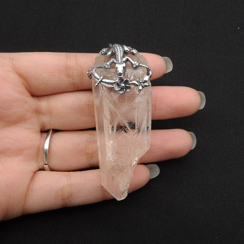 New! Natural Crystal Gemstone 925 Sterling Silver lizard Pendant, lizard Jewelry, 63x25x17mm, 34.3g