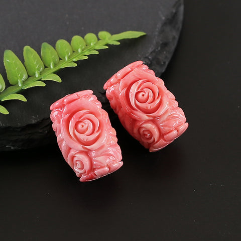 BITEFU 1Pair Pink Conch Shell (Made Of Powder Of Shell, Color Is Enhanced ) Long strip flower, 9.6g