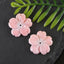 BITEFU 1Pair Carved Natural Pink Shell Flower , Queen Conch Shell Beads, Popular Pink Flower Beads, 2.9g