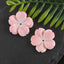 BITEFU 1Pair Carved Natural Pink Shell Flower , Queen Conch Shell Beads, Popular Pink Flower Beads, 3.4g