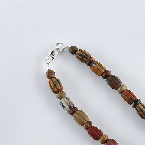 Hand-Woven,1 Strand 20 Inch Natural Multi-Color Picasso Jasper Gemstone Necklace,18x12mm,6x2mm,48g