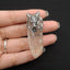 New! Natural Crystal Gemstone 925 Sterling Silver Wolf Head Pendant, Wolf Head Jewelry, 52x20x20mm, 22g