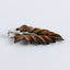 New Natural Tiger-Eye Handcarved Leaf Pendant,925 Sterling Silver Pinch Bail,58x29x8mm,9.5g